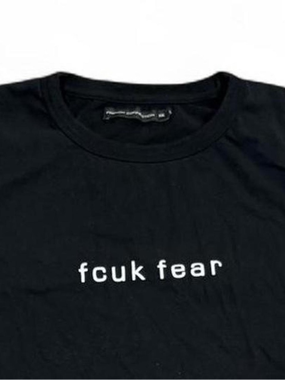 Y2K Vintage Mens fcuk fear French Connection Black Tee Shirt